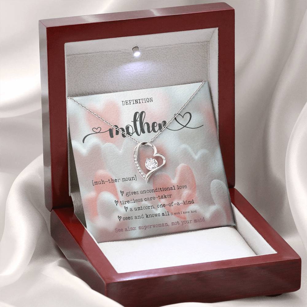 Definition of Mother - Mother's Day Rose Pendant Necklace, Birthday Gift Wife