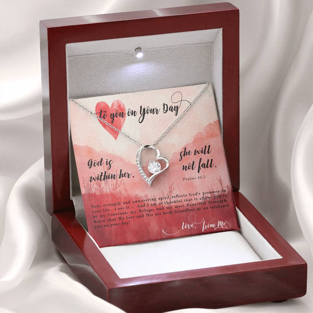 God Within Her - Psalms - Pendant Necklace, Anniversary Birthday Gift Wife