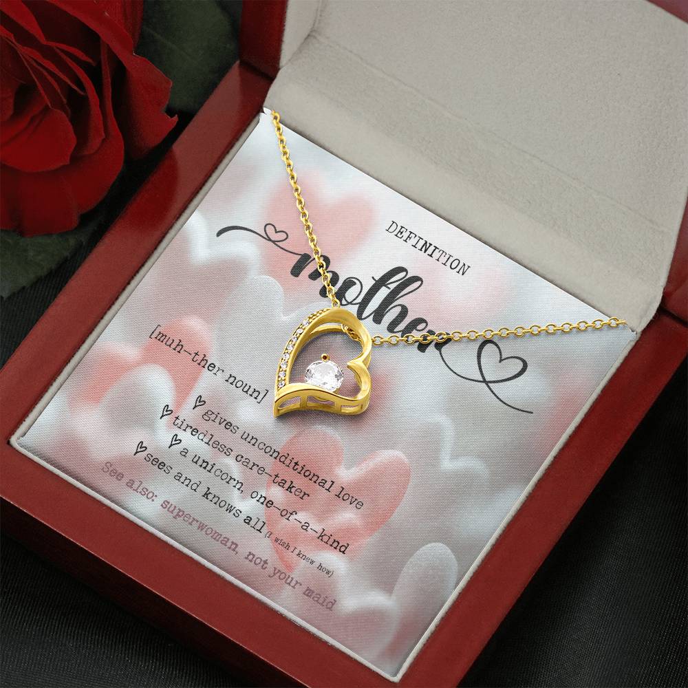 Definition of Mother - Mother's Day Rose Pendant Necklace, Birthday Gift Wife