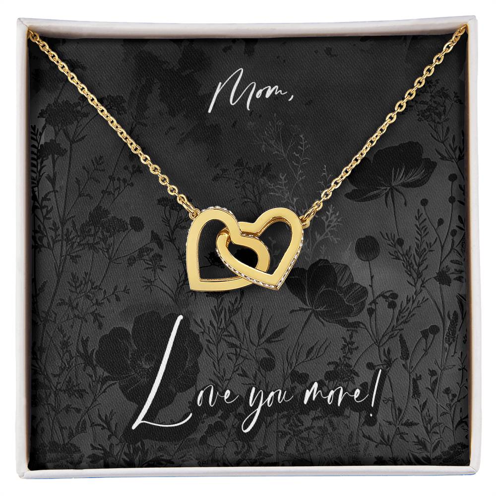 Black Fields Mom Interlocking Heart Mother's Day Pendant Birthday Gift Wife Love