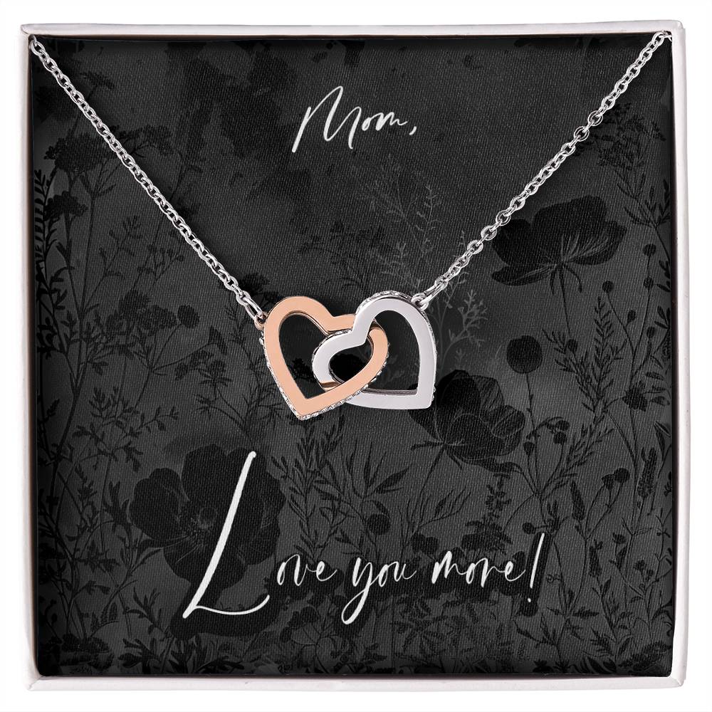 Black Fields Mom Interlocking Heart Mother's Day Pendant Birthday Gift Wife Love