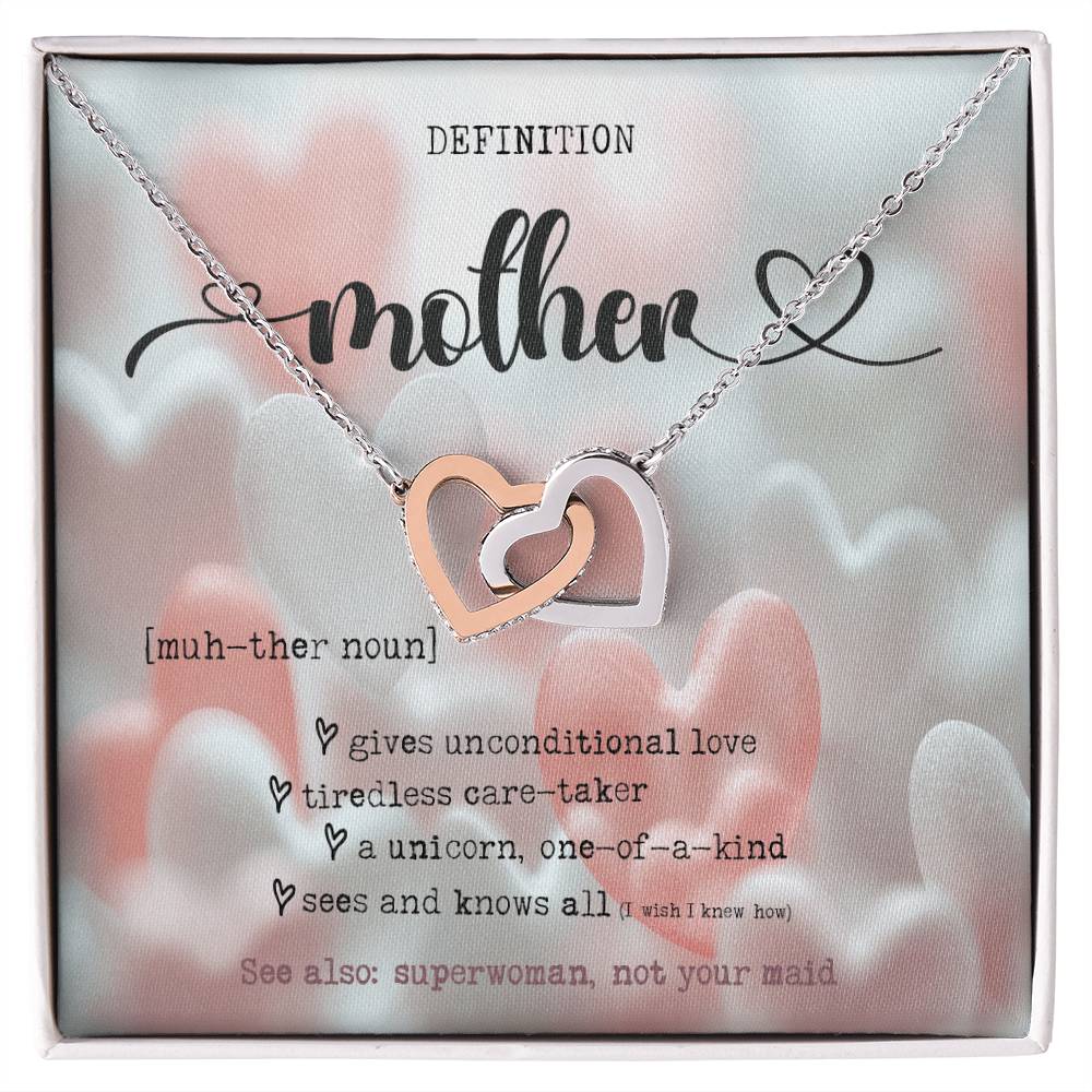 Definition of Mother's Day Interlocking Heart Necklace Birthday Gift Wife