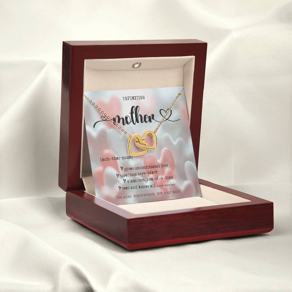 Definition of Mother's Day Interlocking Heart Necklace Birthday Gift Wife