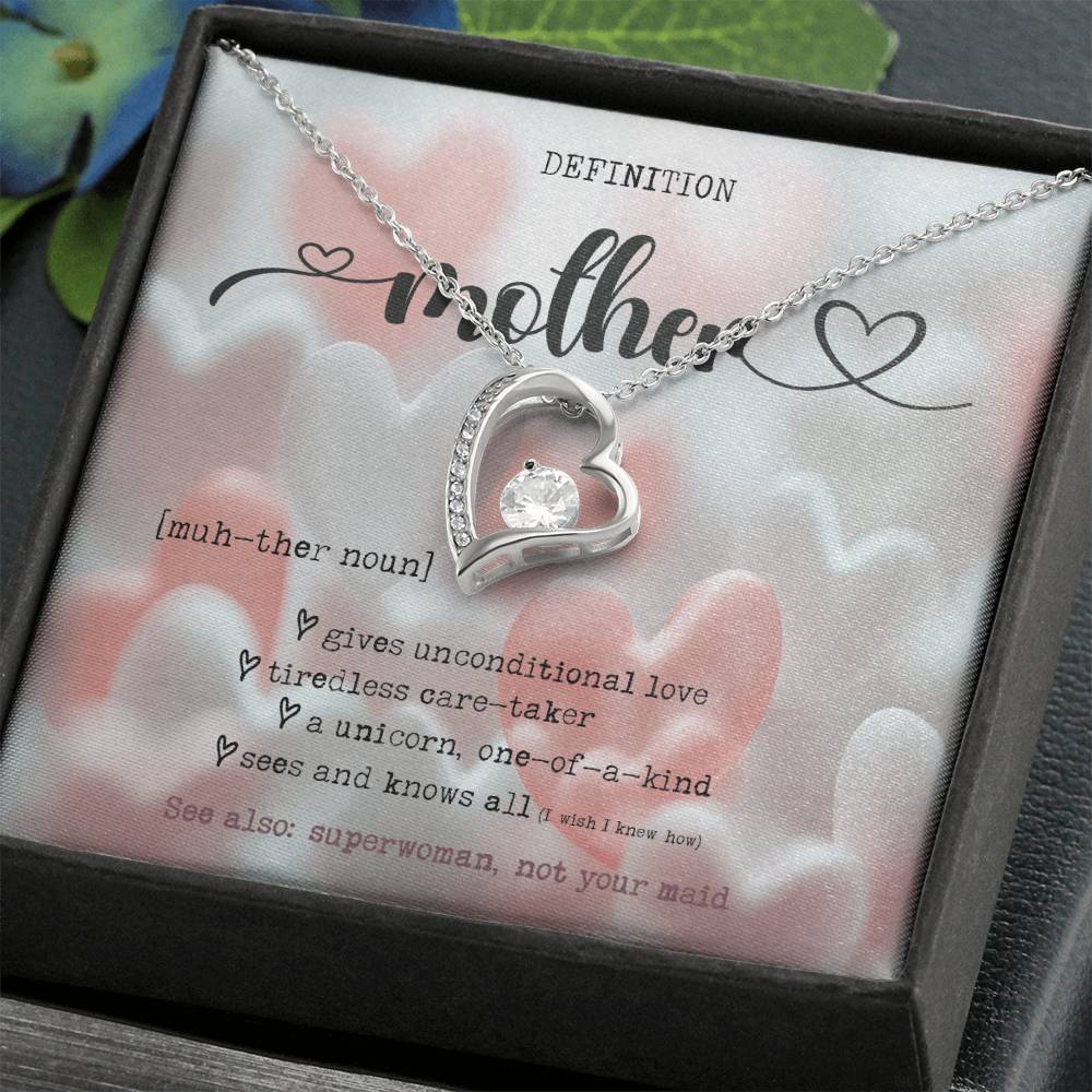 Definition of Mother - Mother's Day Rose Pendant Necklace, Birthday Gift Wife