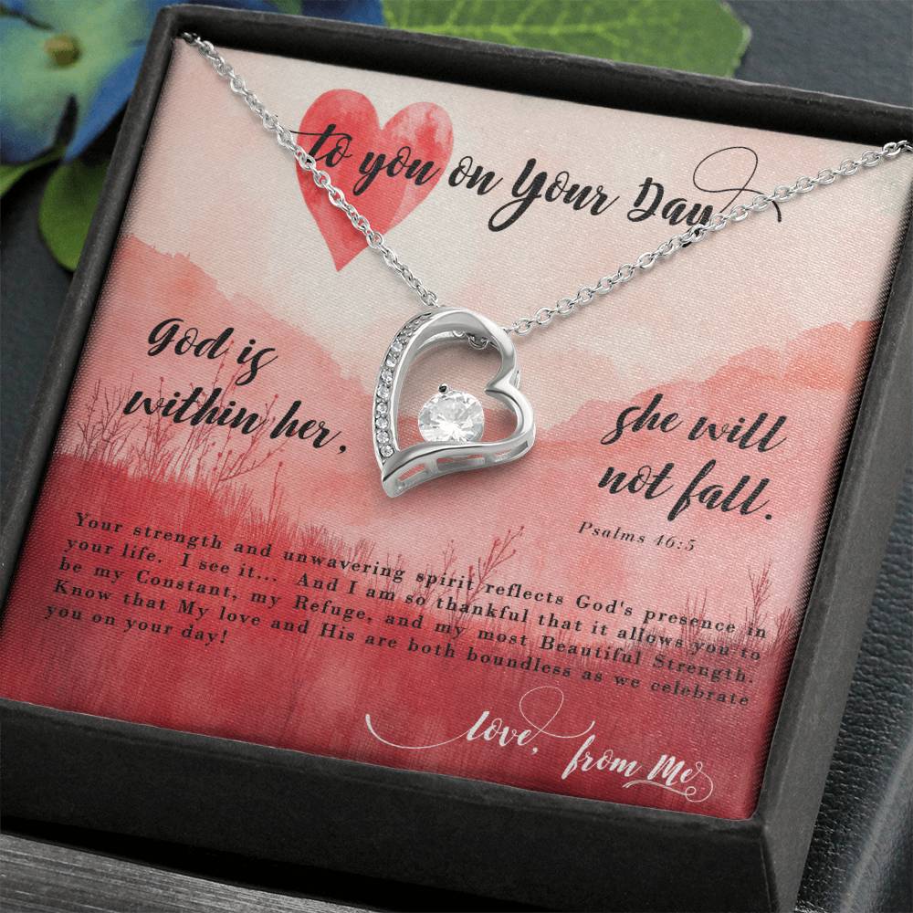 God Within Her - Psalms - Pendant Necklace, Anniversary Birthday Gift Wife