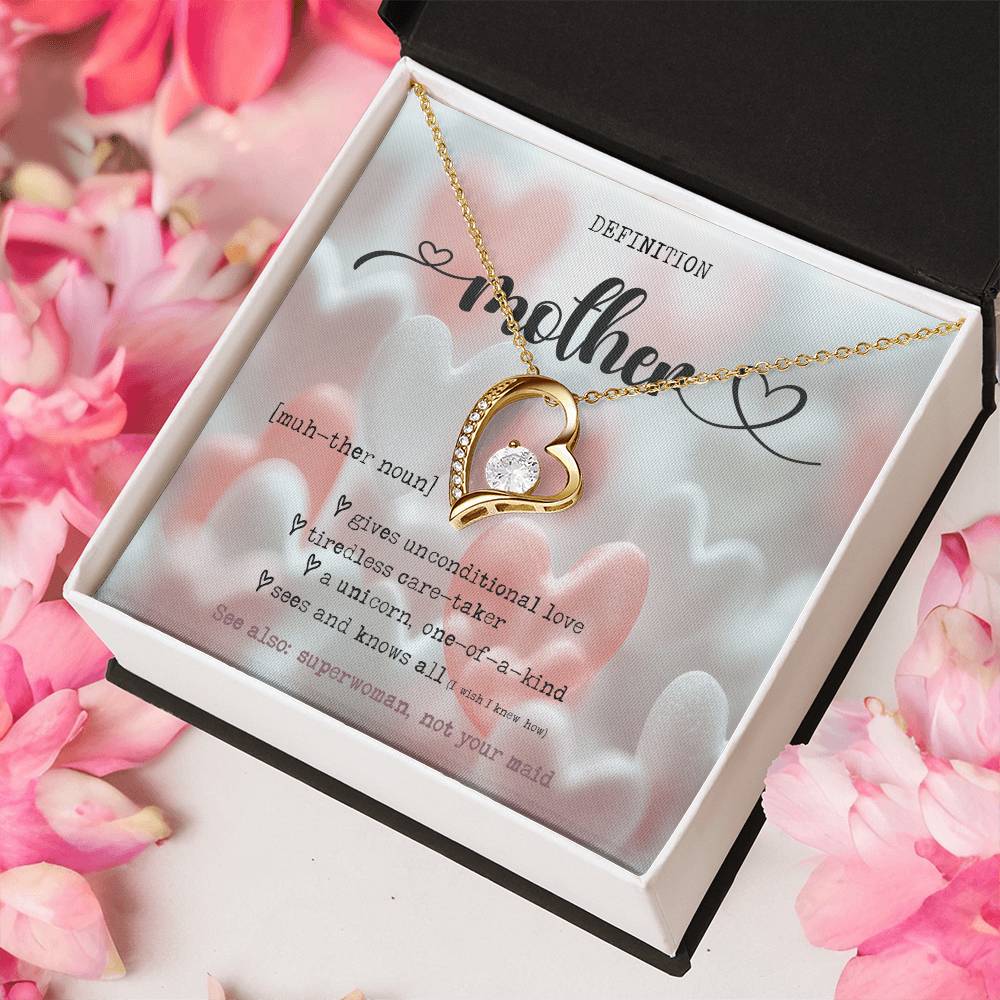 Definition of Mother - Mother's Day Rose Pendant Necklace, Birthday Gift Wife
