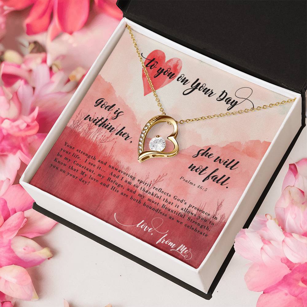 God Within Her - Psalms - Pendant Necklace, Anniversary Birthday Gift Wife