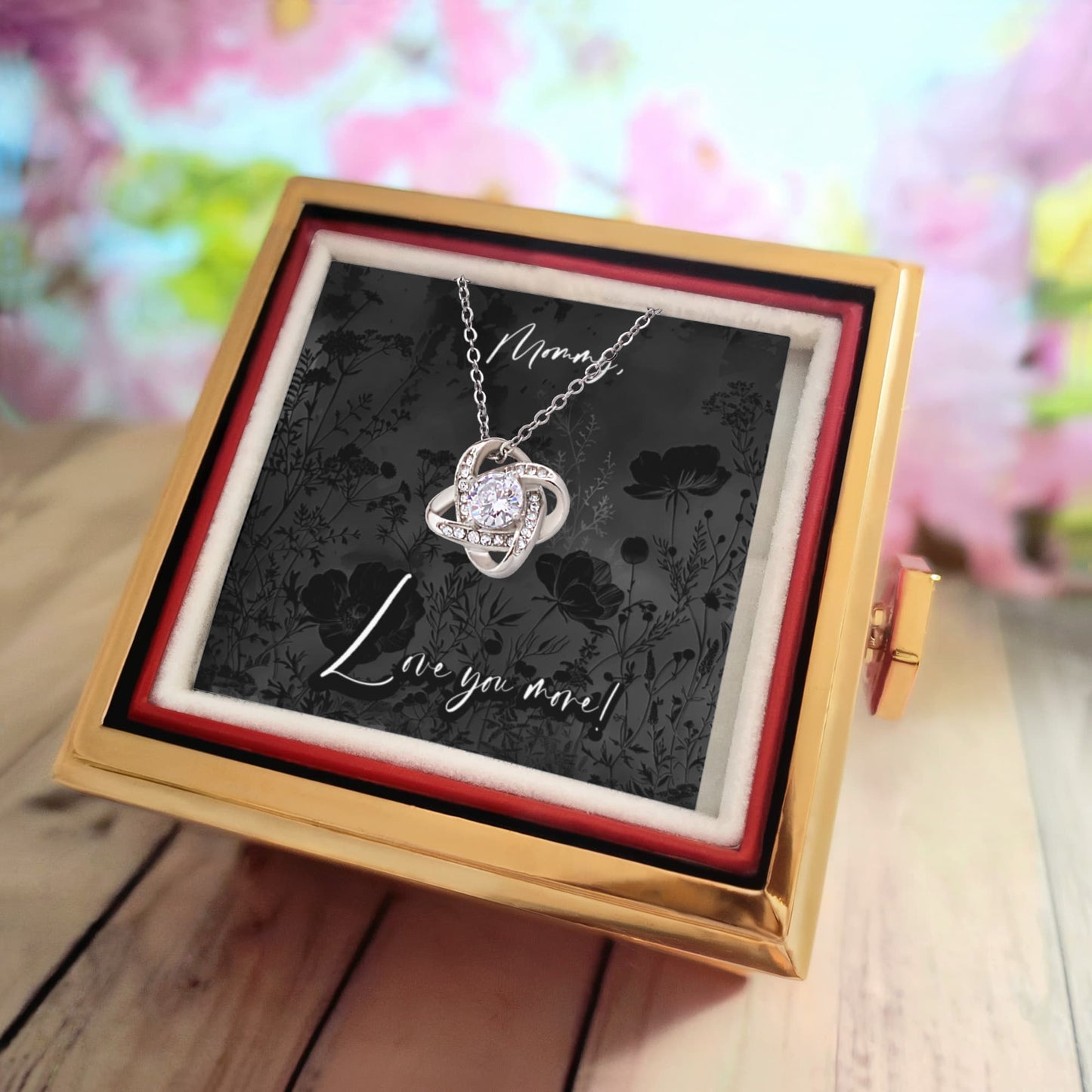 Black Fields - Mother's Day Rose Pendant Necklace, Birthday Gift Wife