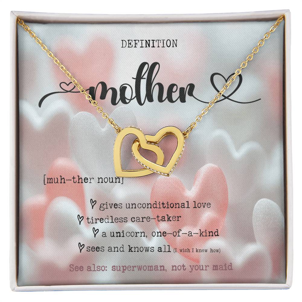 Definition of Mother's Day Interlocking Heart Necklace Birthday Gift Wife