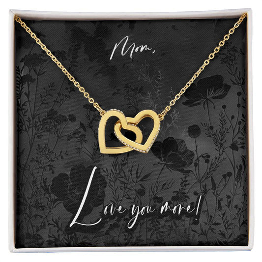Black Fields Mom Interlocking Heart Mother's Day Pendant Birthday Gift Wife Love