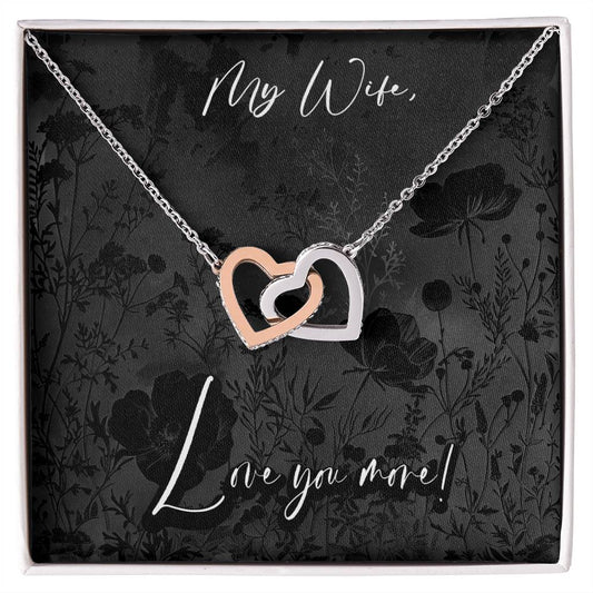 Black Fields My Wife Interlocking Heart Mother's Day Pendant Birthday Gift