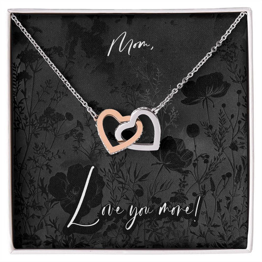 Black Fields Mom Interlocking Heart Mother's Day Pendant Birthday Gift Wife Love