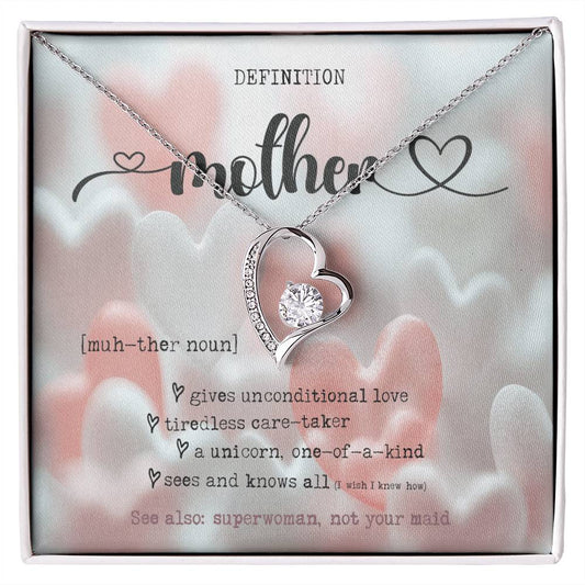 Definition of Mother - Mother's Day Rose Pendant Necklace, Birthday Gift Wife